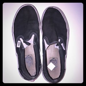 vans black slip ons